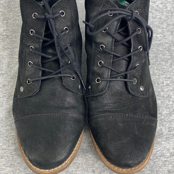 Diba Booties Womens 9.5M Black Leather Eli Boots Combat Lace Up Cap Toes - Picture 5 of 11